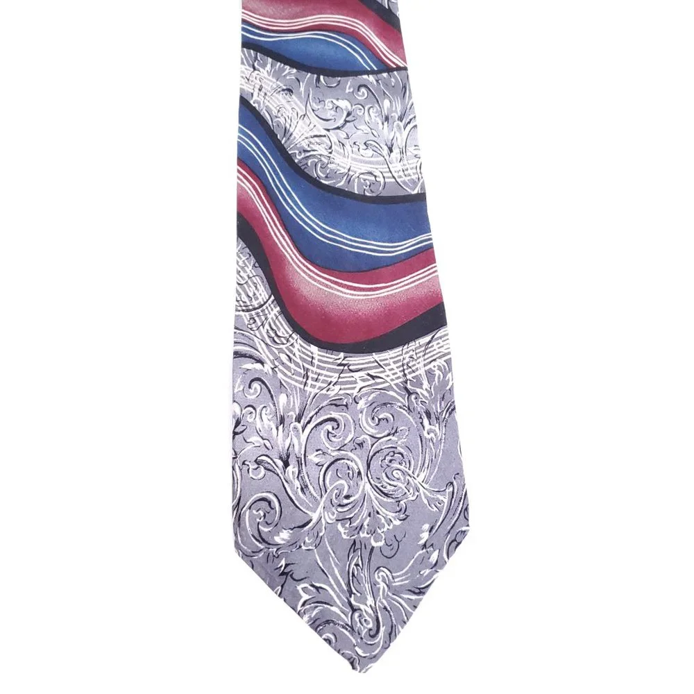 Bill Robinson Men 100% Silk Tie Grey Multicolor Size 58x4 - NWOT